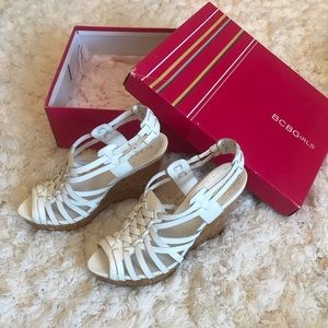 White wedges BCBG girls heels.